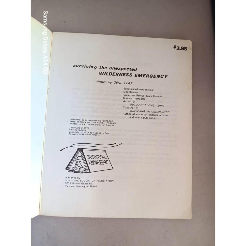 GENE FEAR Surviving Unexpected Wilderness Emergency 1979 Survival Book